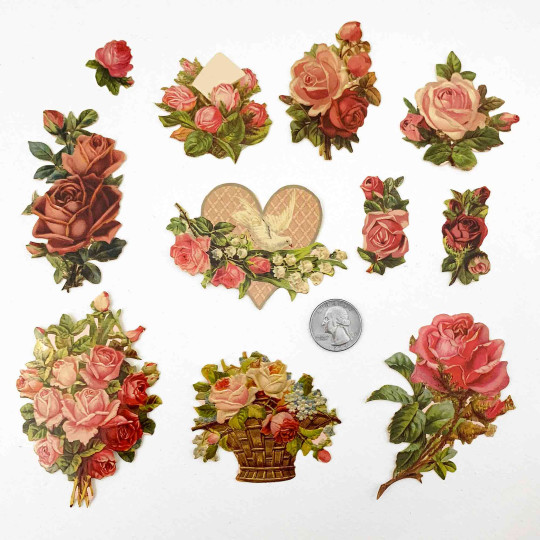 Roses and Dove Heart Loose Valentine Paper Scrap Pack